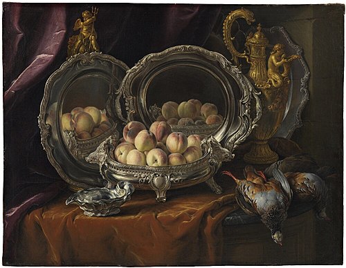 Silver Tureen with Peaches, 1740, Alexandre-François Desportes