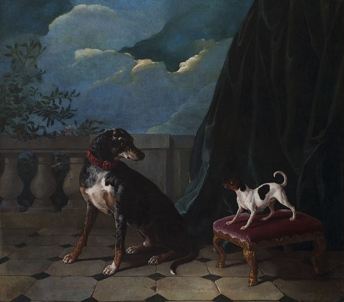 Deux chiens sur une terrasse, 1720, Alexandre-François Desportes