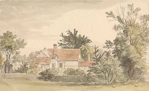 Cottages and Trees with a Fence, , James Stark