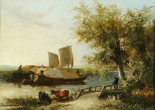 A Barge on the Yare: Sunset, , James Stark