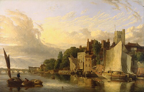 Lambeth from the River looking towards Westminster Bridge, 1818, James Stark