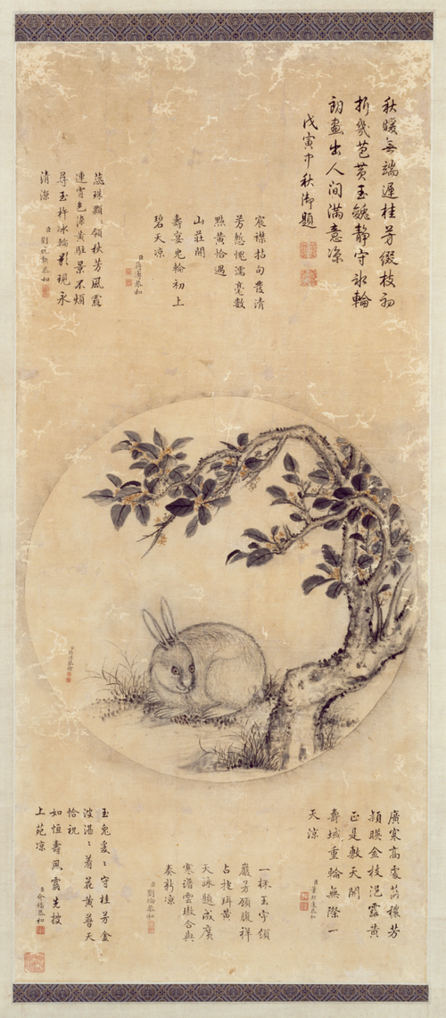 蒋溥月中桂兔图轴, 1758, Pu Jiang