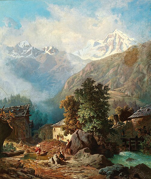 The Family Idyll, in the Background a View of Ortler from Mals, 1864, Anton Karinger