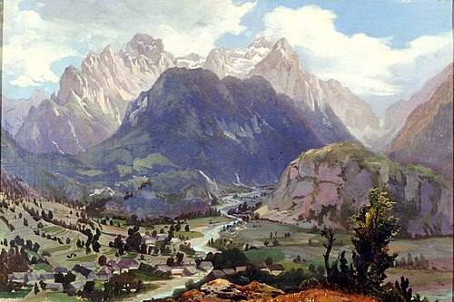 Mojstrana z dolino Vrat, 1865, Anton Karinger