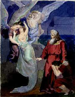 Dante in Vergil v petem krogu Pekla srečata Francesco da Rimini in Paola Malatesta, 1849, Anton Karinger