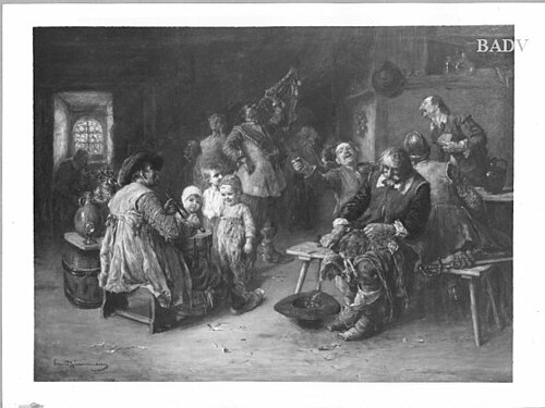 Landsknechte und Kinder in der Schenke, 1884, Ernst Karl Georg Zimmermann