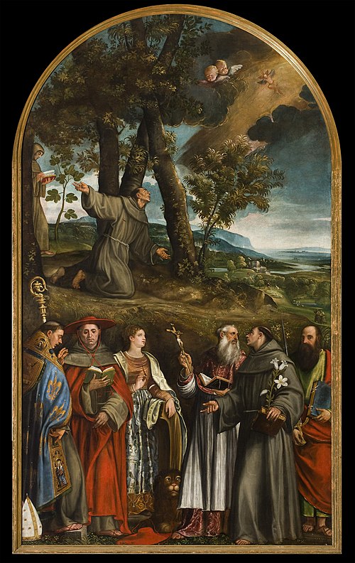 Saint François recevant les stigmates et six saints, 1504, Francesco Beccaruzzi