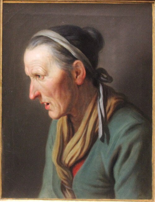 Old woman with jead lowered, , Pietro Rotari