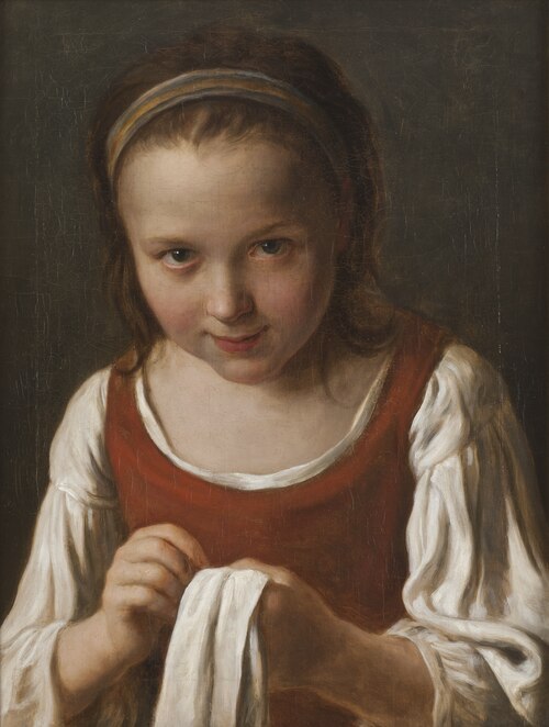 Fillette au travail de couture, , Pietro Rotari