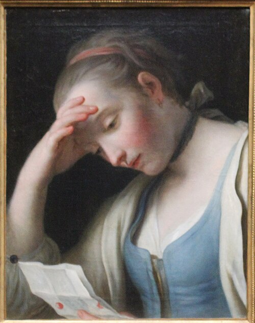 Young Woman Reading A Letter, Her Head Propped Up, 1750, Pietro Rotari