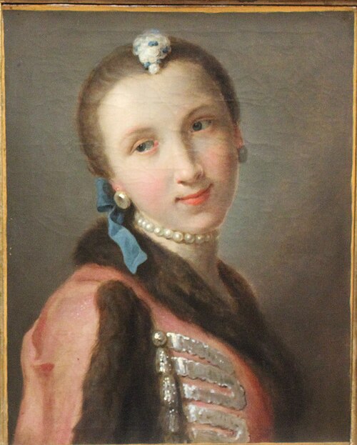 Smiling girl with pearl necklace, 1734, Pietro Rotari
