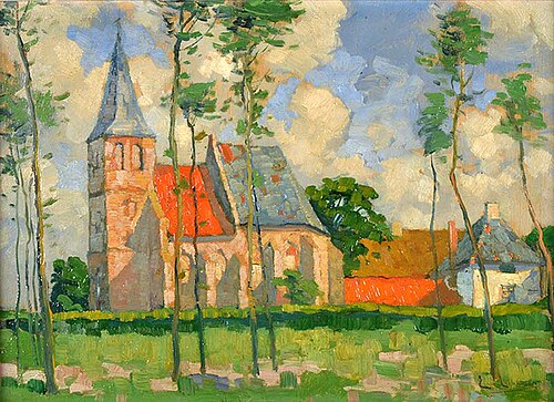 Gezicht op het kerkje van Persingen uit het zuidwesten, 1920, Eugène Lücker