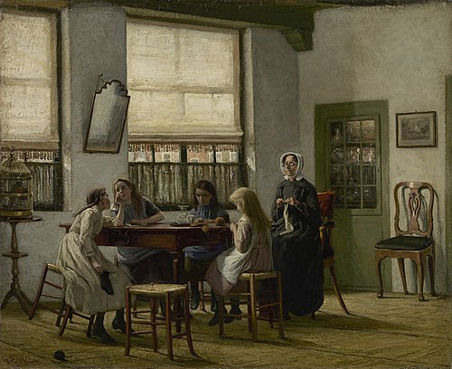 The knitting mistress, 1873, Gerke Henkes