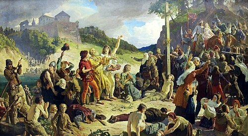 Powrót jeńców polskich z litewskiej niewoli. Wiano królewny Aldony, 1894, Wojciech Gerson