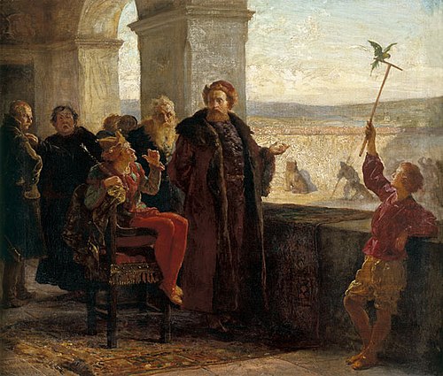 Sigismund the Old with Stańczyk at the Wawel Castle., 1895, Wojciech Gerson