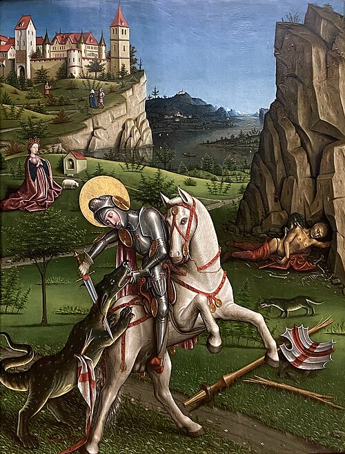 Saint George and the dragon, 1450, Meister von Sierentz