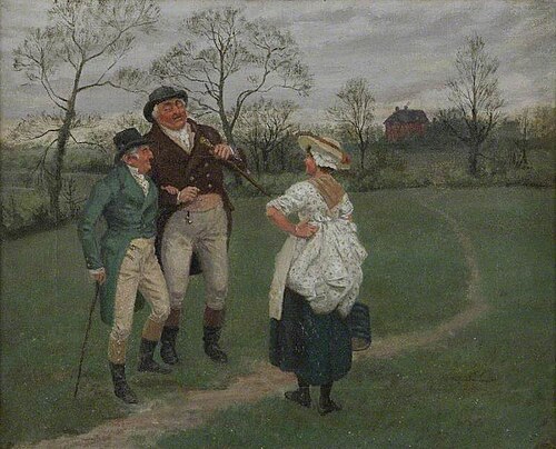 Sir Simon and the Squire Chatting with the Milkmaid, , Randolph Caldecott