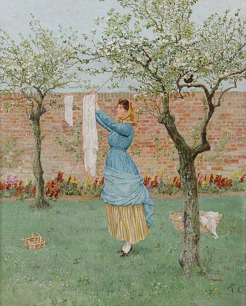 Maid in a Garden Hanging Out Clothes, , Randolph Caldecott