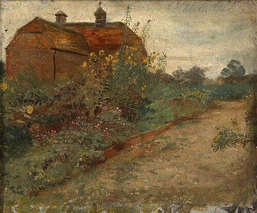 The Artist's Garden in Surrey (verso), , Randolph Caldecott