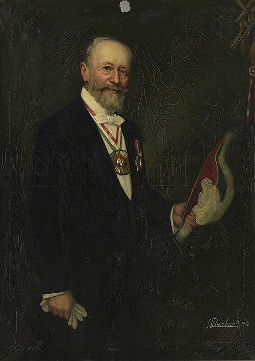 Portret van Richard K.H. Stiel, opperceremoniemeester Sociëteit Momus, 1912, Guillaume Eberhard