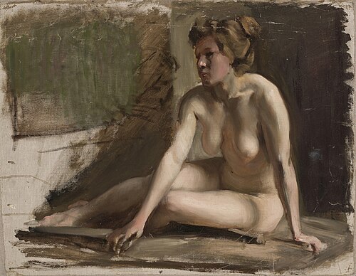 Istuv naisakt. Lõpetamata, 1911, Paul Raud