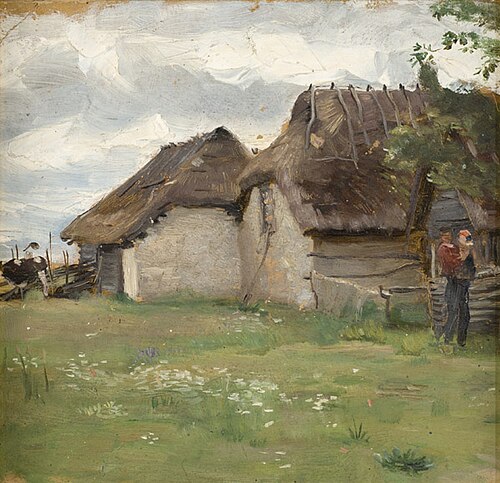 Taluõu pilves ilmaga. Etüüd, 1896, Paul Raud