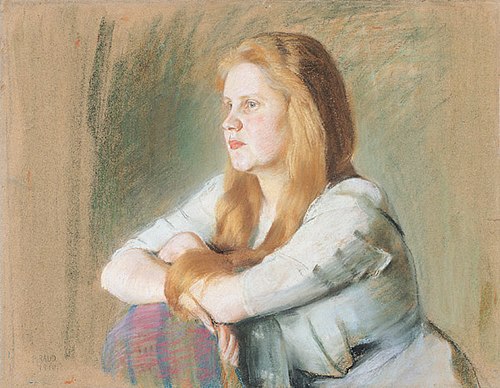 Tütarlaps lahtiste juustega, 1910, Paul Raud