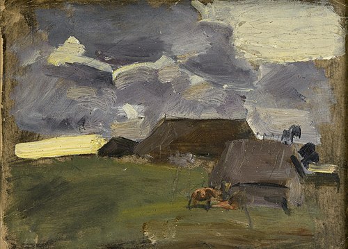 Maastik majadega (Äikse taevas), , Paul Raud