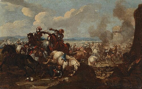 Battle in front of a fortress wall, , Jacques Courtois
