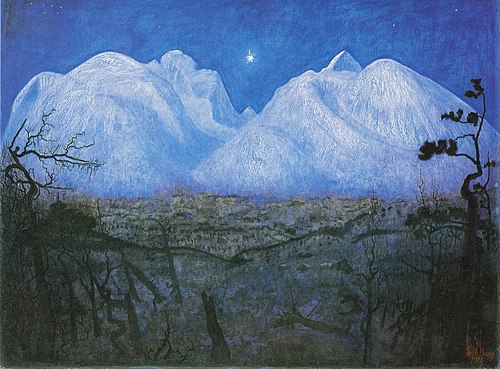 Vinternatt i fjellene (Vinternatt i Rondane), 1901, Harald Sohlberg