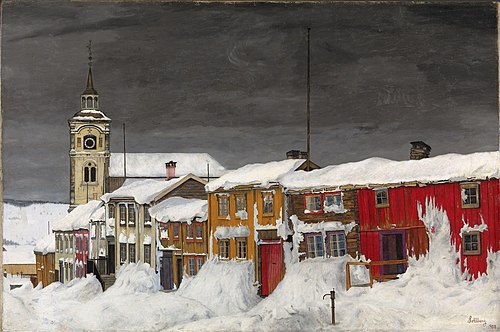 Street in Røros in Winter, 1903, Harald Sohlberg