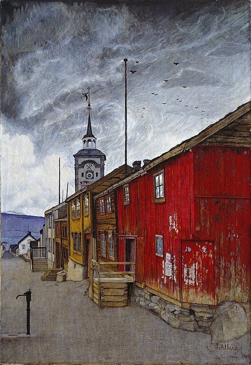 Street in Røros, 1902, Harald Sohlberg