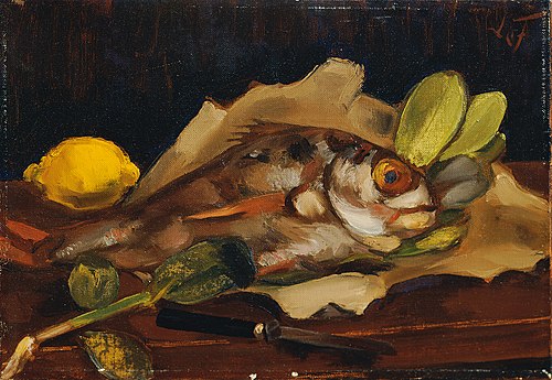 Fischstillleben mit Zitrone, 1921, Henri Le Fauconnier