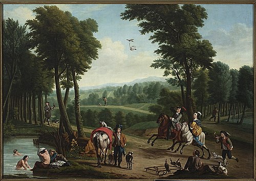 Hunting with falcons, 1773, Peter Jacob Horemans