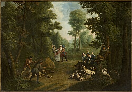 Hunting a wild boar, 1773, Peter Jacob Horemans