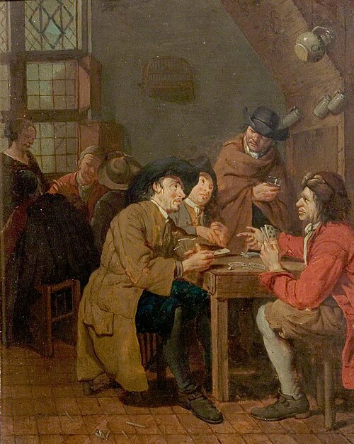 Interior with card players, 1750, Peter Jacob Horemans
