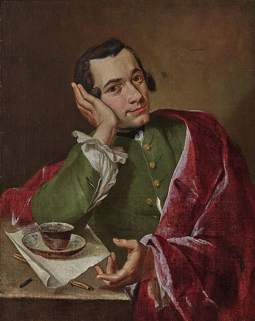 Portrait of a gentleman with coffee cup, 1750, Peter Jacob Horemans