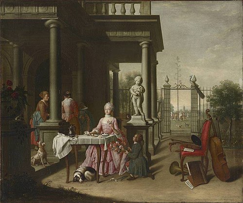 Der Frühling (Johanna de Lasence beim Kaffee im Garten), 1767, Peter Jacob Horemans