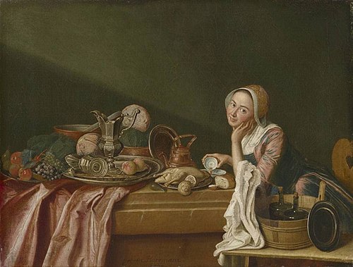Stillleben mit weiblicher Figur, 1762, Peter Jacob Horemans