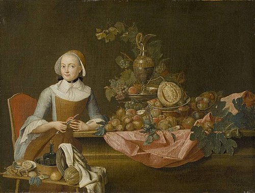 Früchtestillleben mit weiblicher Figur, 1764, Peter Jacob Horemans