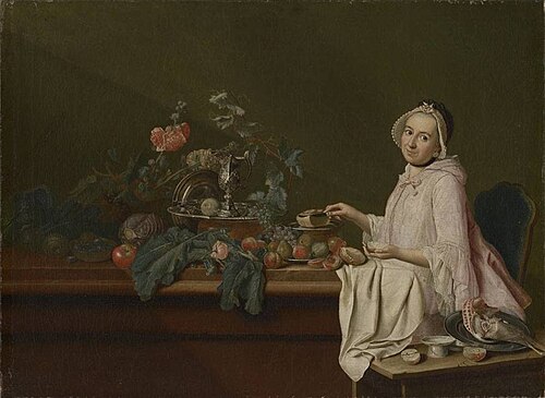 Stillleben mit vornehmer Dame, 1762, Peter Jacob Horemans