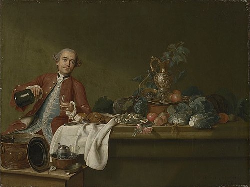 Still life with a distinguished gentleman, 1762, Peter Jacob Horemans