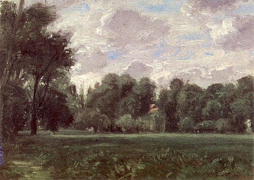 Parklandschaft mit verstecktem Haus / Baumbestandene Wiesenlandschaft, , Peter Burnitz