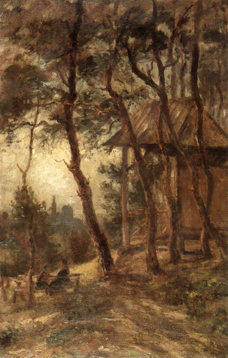Aussichtstempel unter Föhren mit Blick auf das Kronberger Schloss, , Peter Burnitz