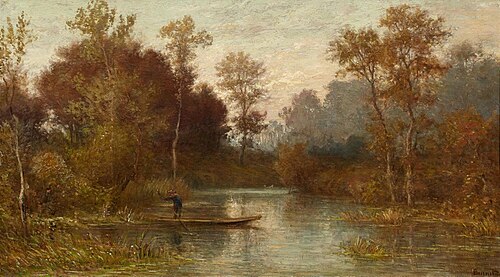 Flusslandschaft mit Kahn, , Peter Burnitz