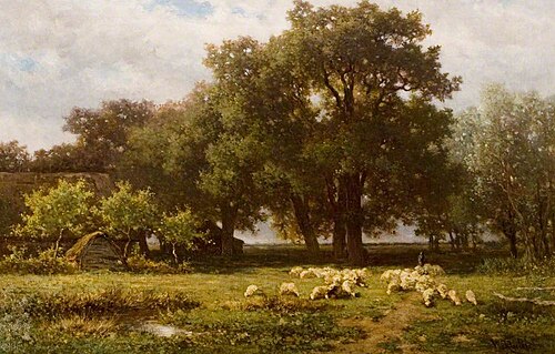 Landscape with Sheep and a Barn, , Willem Roelofs