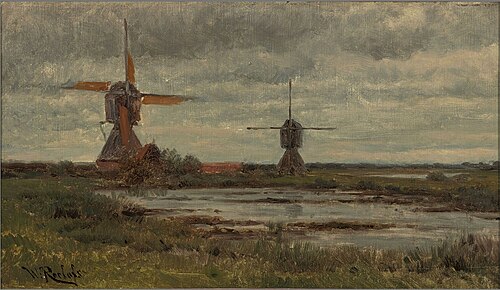 Polder Landscape with Mills, 1882, Willem Roelofs