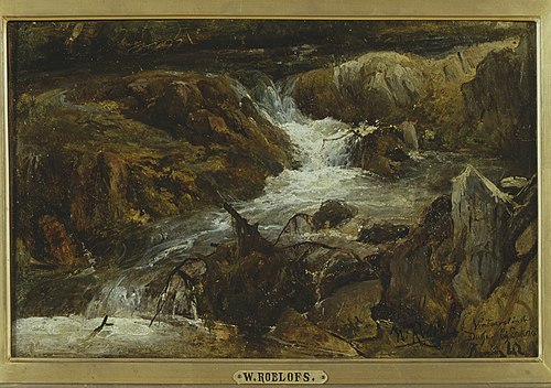 Waterval in de Dussel bij Erkrath, 1842, Willem Roelofs