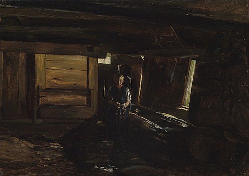 Brunnen im Thomahaus zu Bernau, 1860, Eugen Bracht