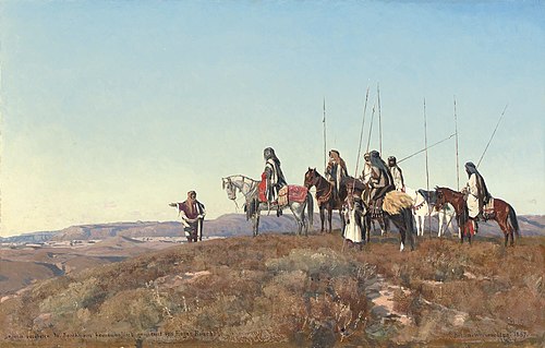 Arab warriors on the lookout, 1887, Eugen Bracht